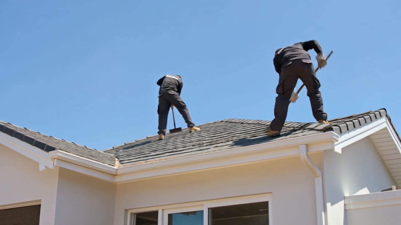 Asbestos Removal Cape Town - contractors stripping asbestos cement roof sheets from a house roof